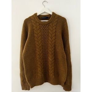 Gap Men’s Mustard Wool Blend Cable Knit Sweater Size L
